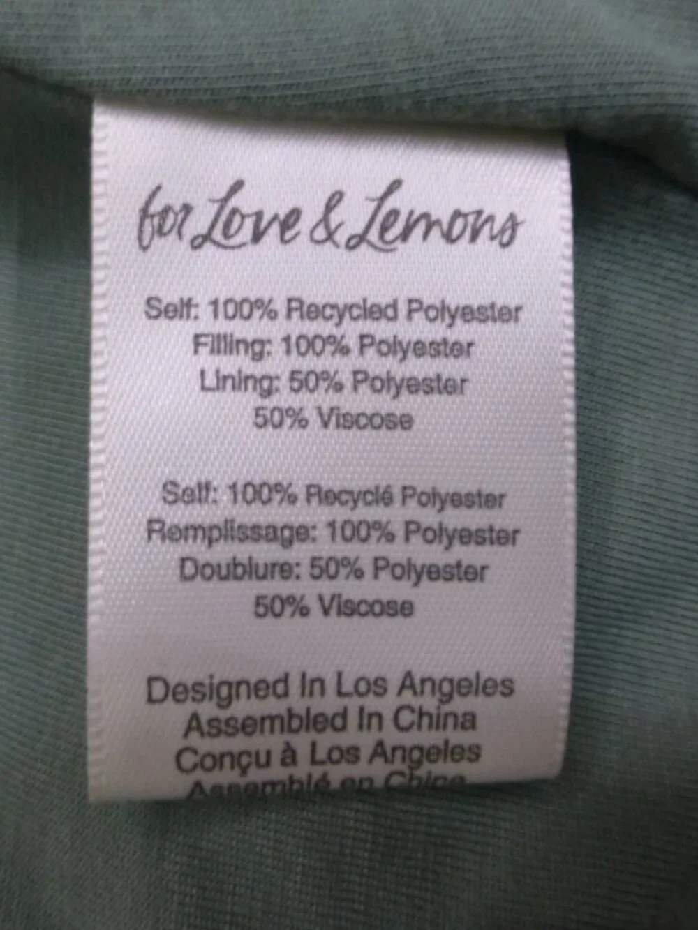 For Love & Lemons Mint Green Cropped Puffer Vest - Picture 9 of 12